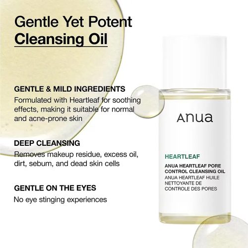 روغن پاک کننده و کنترل منافذ آنوا 13 روغن پاک کننده و کنترل منافذ آنوا Anua Heartleaf Pore Control Cleansing Oil