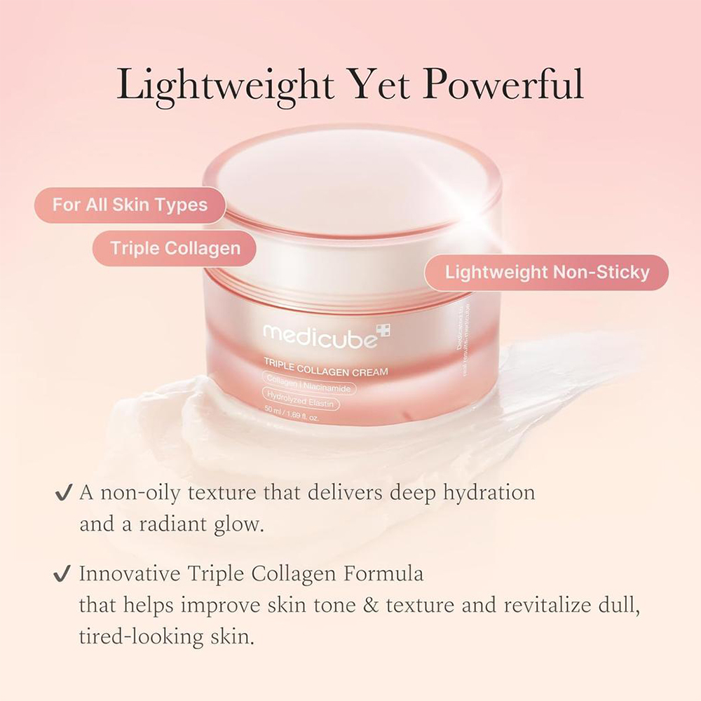 کرم جوانساز کمپلکس کلاژن مدی کیوب 3 کرم جوانساز کمپلکس کلاژن مدی کیوب Medicube Triple Collagen Cream 4.0