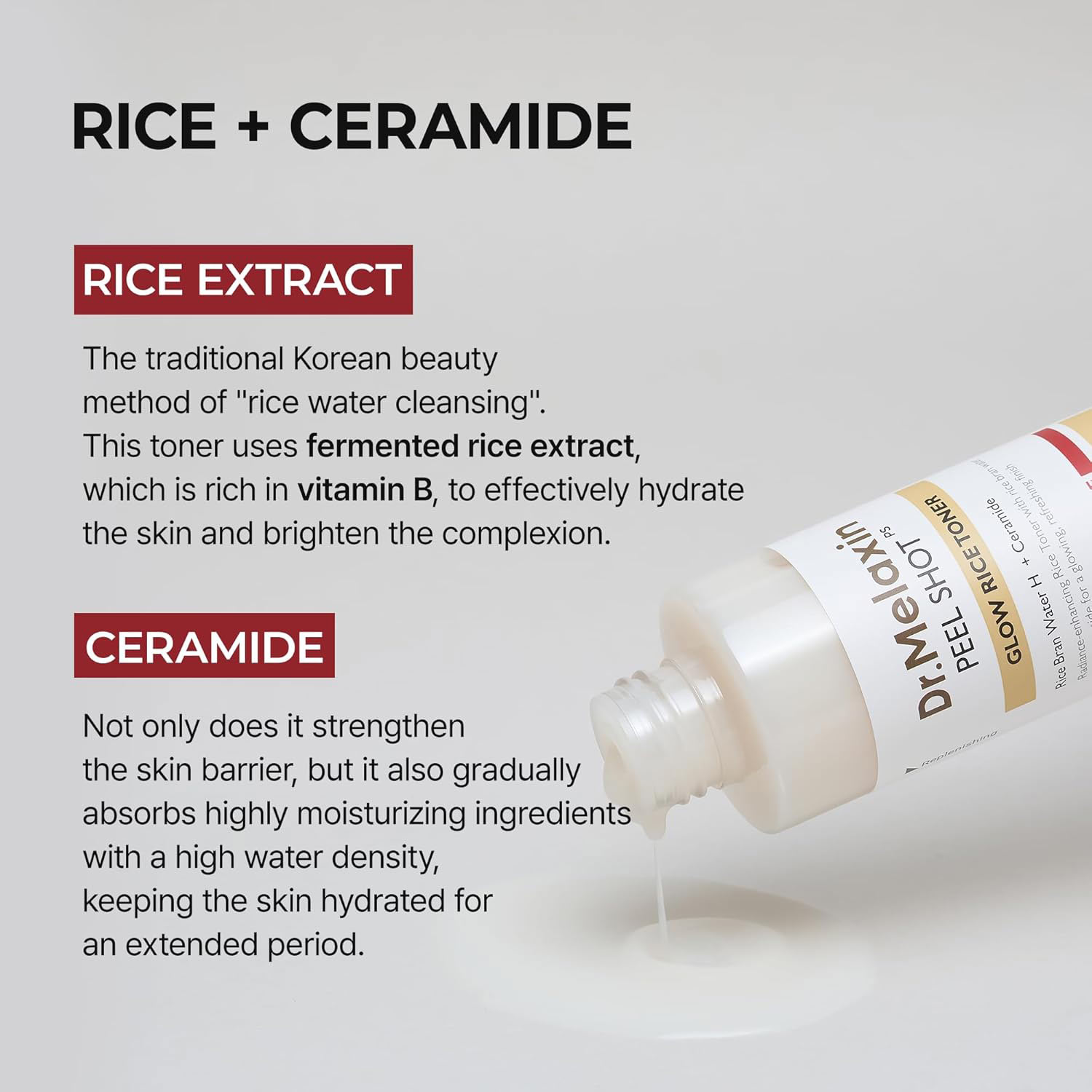 تونر روشن‌ کننده برنج سفید پیل شات دکتر ملاکسین Dr. Melaxin Peel Shot Glow White Rice Toner