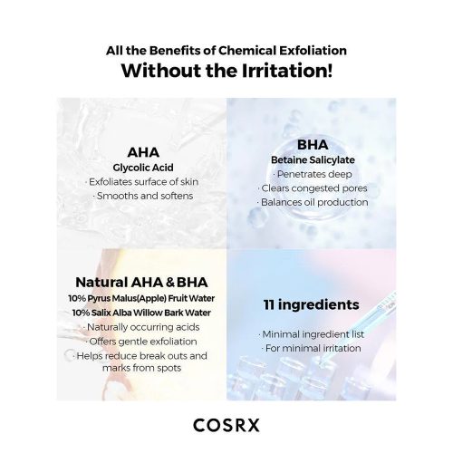 تونر لایه بردار درمانی و آبرسان AHA و BHA کوزارکس COSRX AHA_BHA Clarifying Treatment Toner