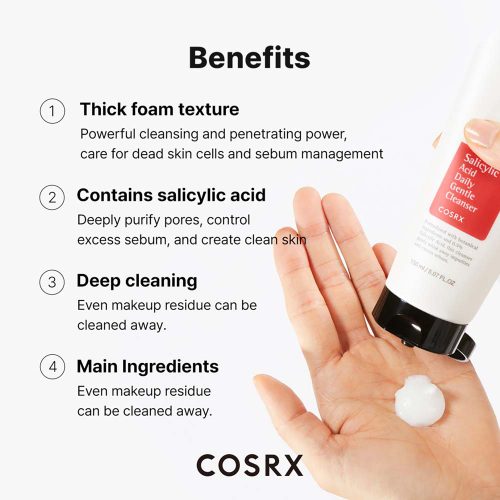 فوم شوینده ملایم سالیسیلیک اسید کوزارکس 8 فوم شوینده ملایم سالیسیلیک اسید کوزارکس COSRX Salicylic Acid Daily Gentle Cleanser