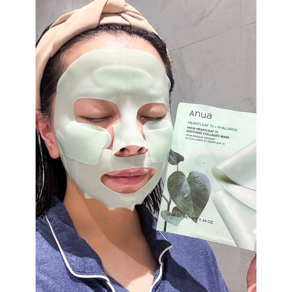 ماسک تسکین دهنده هارتلیف و هیالورون آنوا 3 ماسک تسکین دهنده هارتلیف و هیالورون آنوا anua heartleaf 70 hyaluron soothing collagen mask