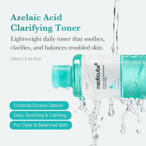 تونر آزلائیک اسید و نیاسینامید مدی کیوب ضدقرمزی و روشن کننده پوست Medicube Azelaic Acid Niacinamide Clear Toner