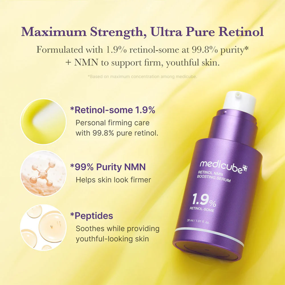 سرم رتینول و NMN مدی کیوب ضد چروک و جوانساز Medicube Retinol NMN Boosting Serum 3 سرم رتینول و NMV مدی کیوب ضد چروک و تقویت کننده Medicube Retinol NMN Boosting Serum
