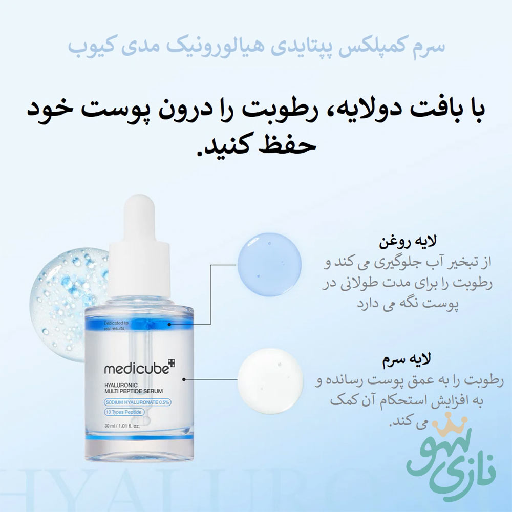 سرم هیالورونیک اسید و مولتی پپتاید مدی کیوب آبرسان و جوانساز 20 سرم هیالورونیک اسید و مولتی پپتاید مدی کیوب آبرسان و جوانساز Medicube Hyaluronic Multi Peptide Serum