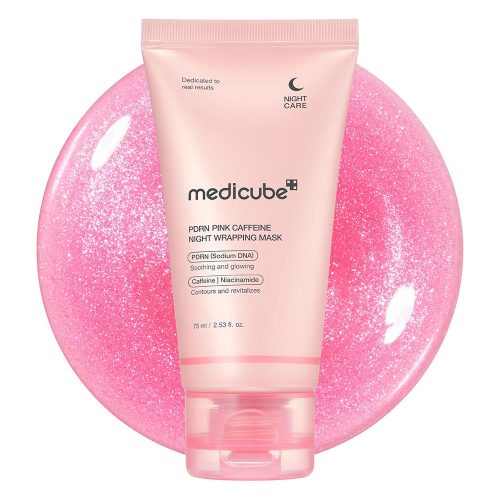 ماسک شب لایه بردار کافئین و PDRN مدی کیوب لیفت کننده و ضدپف Medicube Pdrn Pink Caffeine Night Wrapping Mask