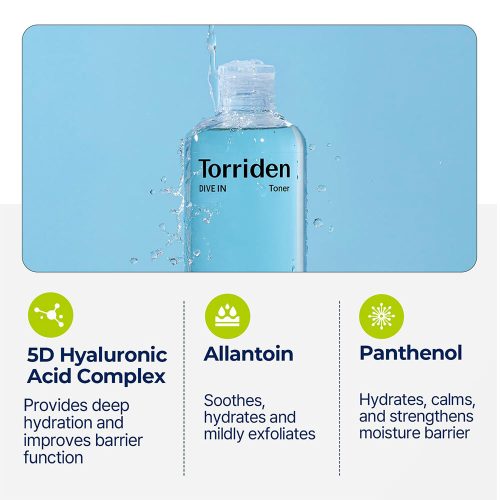 تونر هیالورونیک اسید توریدن آبرسان و مرطوب کننده پوست Torriden DIVE-IN Low Molecular Hyaluronic Acid Toner