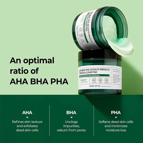 پد لایه بردار و ضد جوش 30 روزه میراکل سام بای می SOME BY MI AHA BHA PHA 30 Days Miracle Truecica Clear Pad
