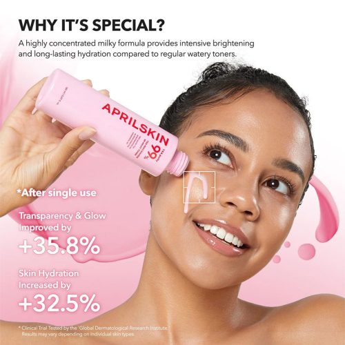 تونر میلکی ترانگزامیک اسید و نیاسینامید آپریل اسکین ضد لک و روشن کننده قوی پوست APRILSKIN TXA Niacinamide 99 Milky Toner