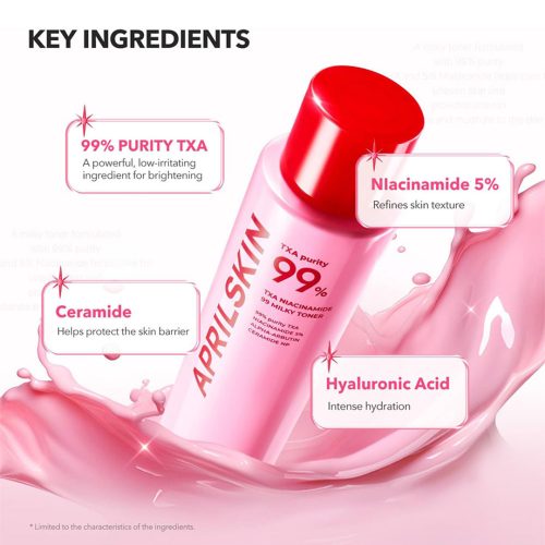 تونر میلکی ترانگزامیک اسید و نیاسینامید آپریل اسکین ضد لک و روشن کننده قوی پوست APRILSKIN TXA Niacinamide 99 Milky Toner