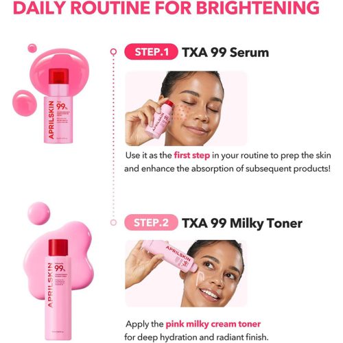 تونر میلکی ترانگزامیک اسید و نیاسینامید آپریل اسکین ضد لک و روشن کننده قوی پوست APRILSKIN TXA Niacinamide 99 Milky Toner
