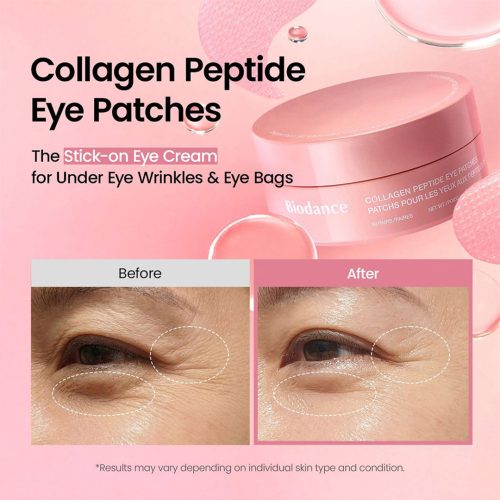 پچ زیر چشم کلاژن و پپتاید بایودنس ضد چروک، آبرسان و روشن کننده Biodance Collagen Peptide Eye Patches