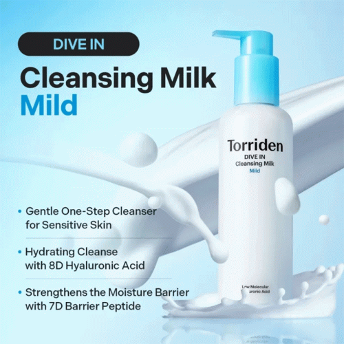شوینده میلکی ریز مولکولی هیالورونیک اسید توریدن آبرسان و تقویت سد دفاعی پوست Torriden DIVE IN Low Molecular Hyaluronic Acid Cleansing Milk