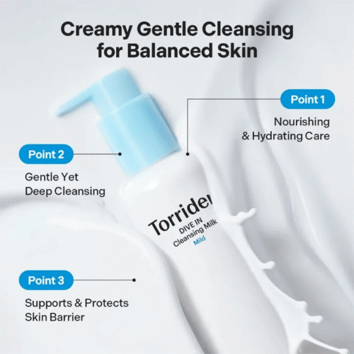 شوینده میلکی ریز مولکولی هیالورونیک اسید توریدن آبرسان و تقویت سد دفاعی پوست Torriden DIVE IN Low Molecular Hyaluronic Acid Cleansing Milk
