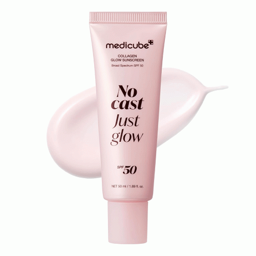 ضد آفتاب کلاژن مدی کیوب تسکین دهنده و درخشان کننده پوست Medicube Sunscreen No Cast Just Glow Collagen