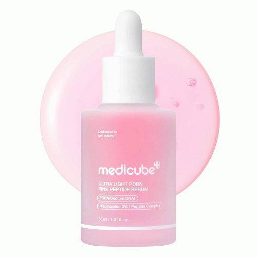 سرم صورتی اولترا لایت پپتاید و PDRN مدی کیوب ترمیم کننده سد دفاعی و روشن کننده پوست Medicube Ultra Light PDRN Pink Peptide Serum