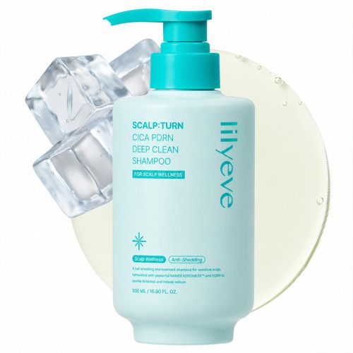شامپو ضد شوره، خنک‌ کننده و پاک‌ کننده عمقی پوست سر سیکا PDRN لیلیوئه lilyeve Scalp Turn Cica PDRN Deep Clean Shampoo