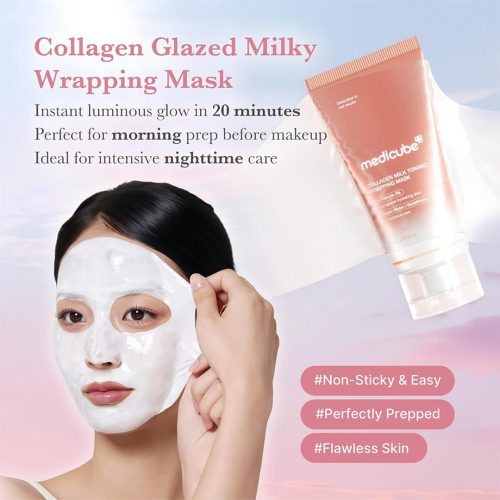 ماسک میلکی کلاژن و نیاسینامید مدی کیوب روشن کننده پوست Medicube Collagen Milky Glow Daytime Wrapping Mask