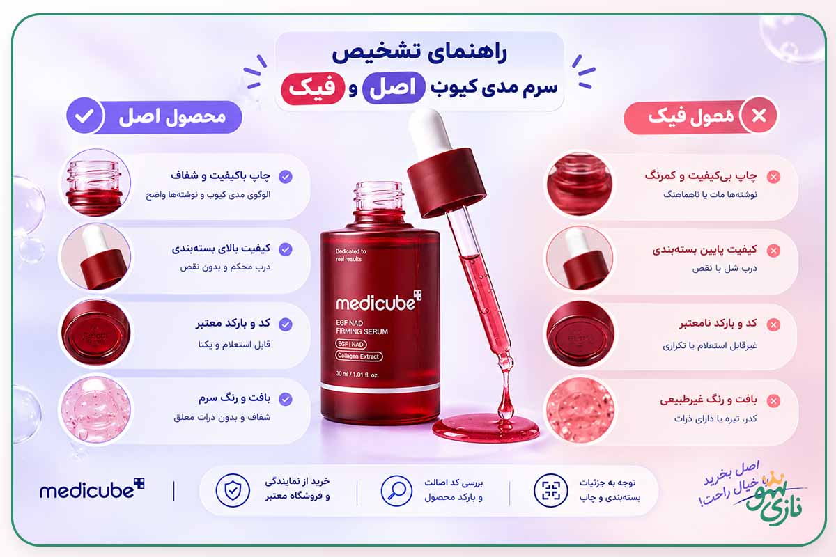 ۵ روش اصلی برای تشخیص سرم مدی کیوب اصل از فیک